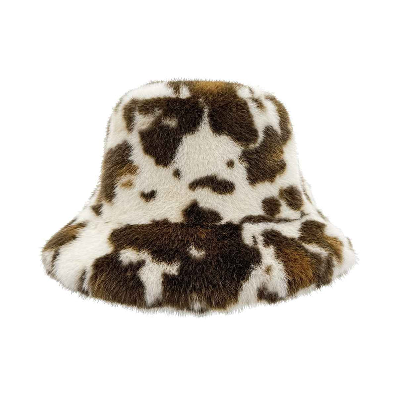 BKC0136 Fur Cow Bucket Hat - MiMi Wholesale