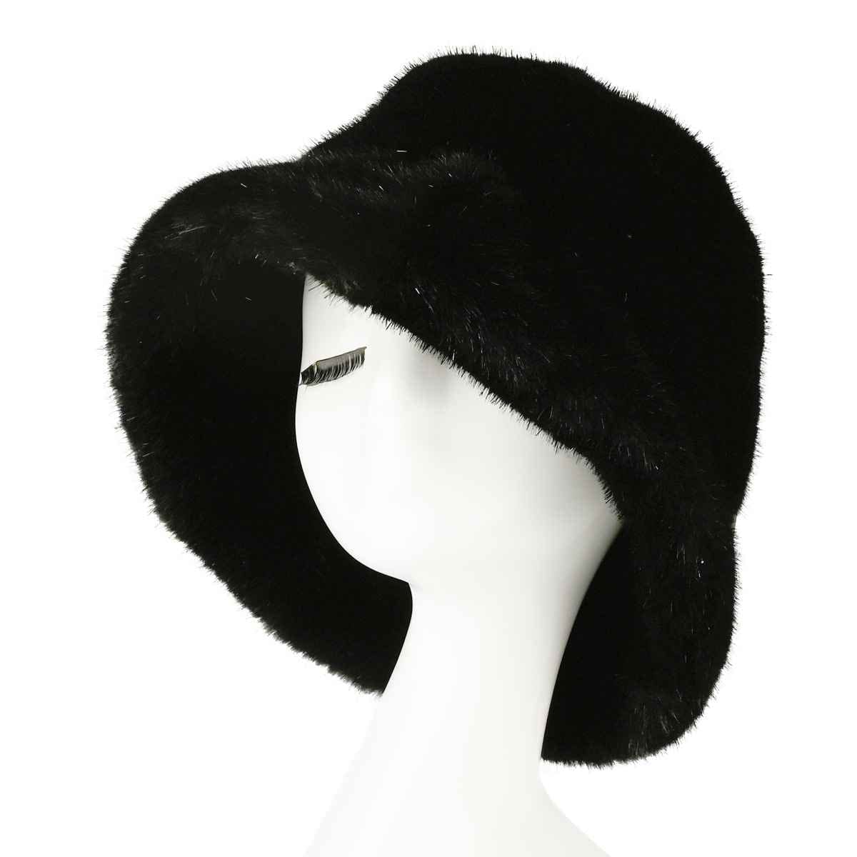 BKE0169 Glitter Short Faux Fur Bucket Hat - MiMi Wholesale