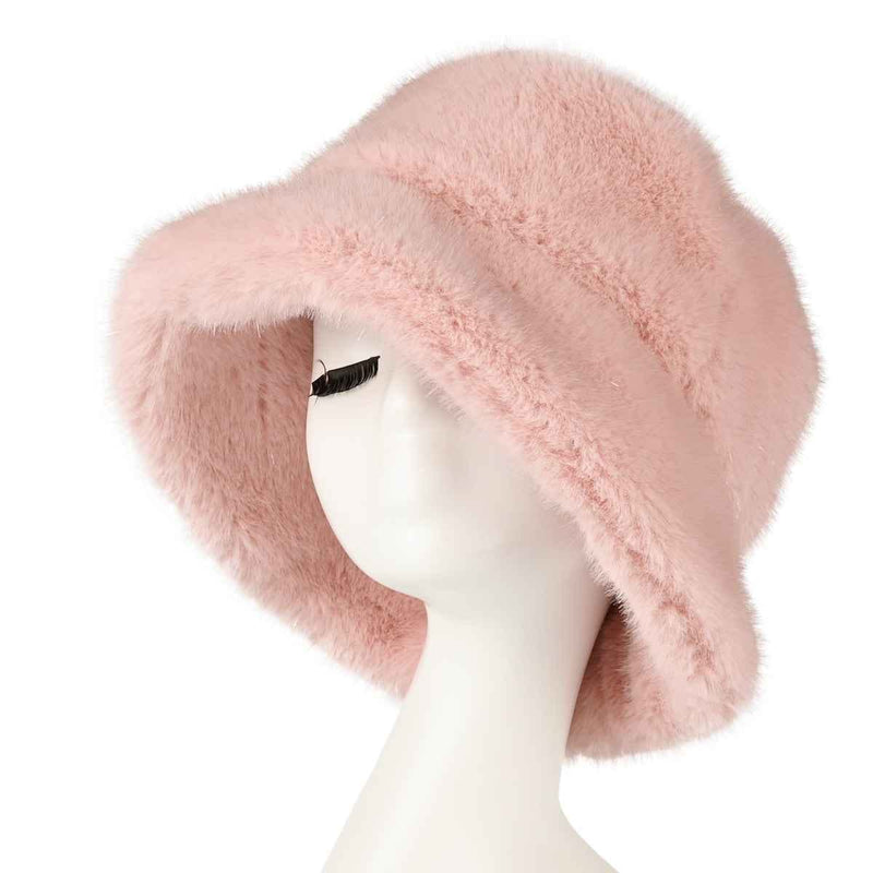 BKE0169 Glitter Short Faux Fur Bucket Hat - MiMi Wholesale