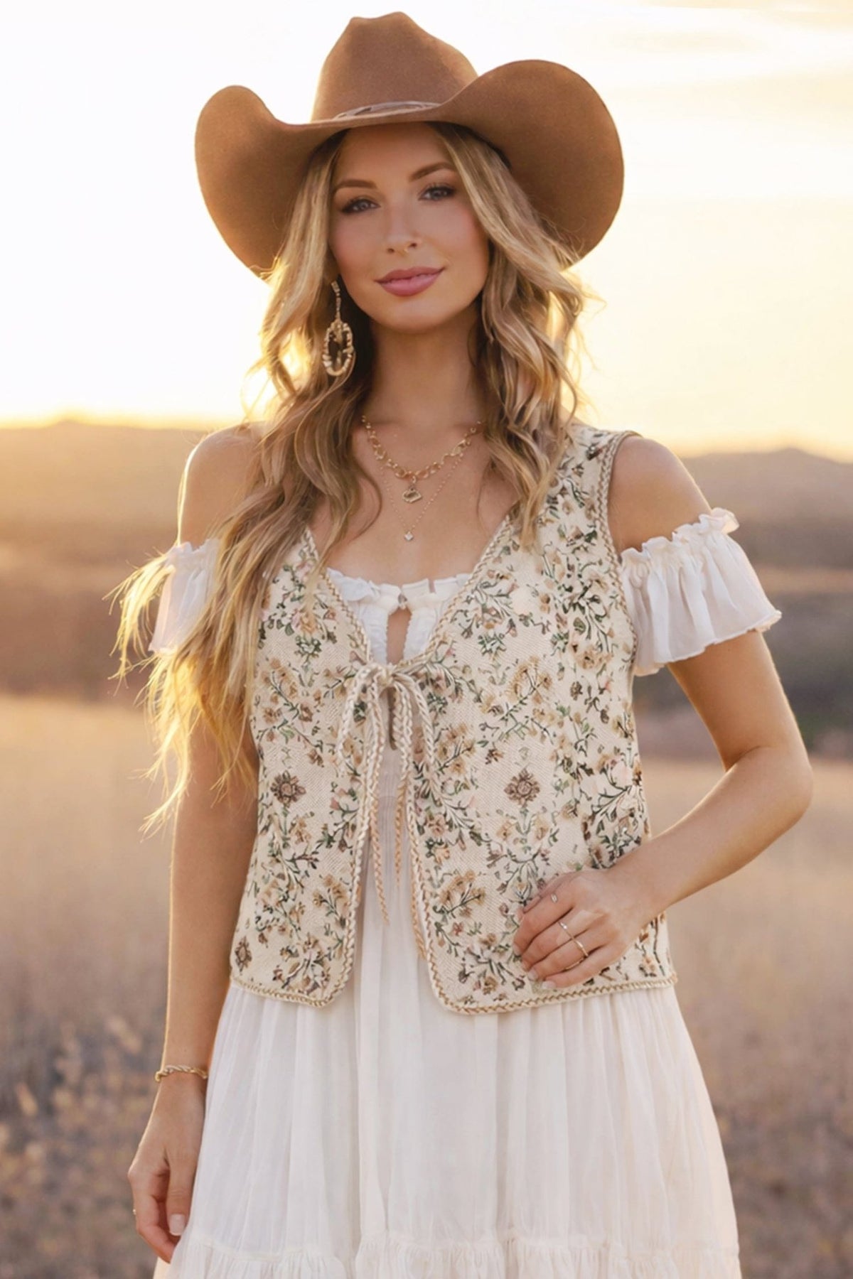 BLVS203 Western Jacquard Vest - MiMi Wholesale