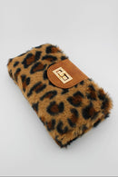 BP041LF Leopard Faux Fur Turn Lock Crossbody Wallet - MiMi Wholesale