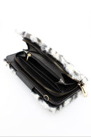 BP041LF Leopard Faux Fur Turn Lock Crossbody Wallet - MiMi Wholesale