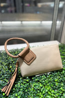BP204SU Faux Suede Cuff Handle Tassel Wristlet/Clutch - MiMi Wholesale