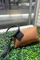 BP204SU Faux Suede Cuff Handle Tassel Wristlet/Clutch - MiMi Wholesale