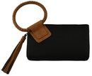 BP204SU Faux Suede Cuff Handle Tassel Wristlet/Clutch - MiMi Wholesale