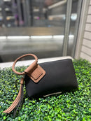 BP204SU Faux Suede Cuff Handle Tassel Wristlet/Clutch - MiMi Wholesale