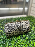 BP208LF Leopard Faux Fur Kiss Lock Clutch - MiMi Wholesale