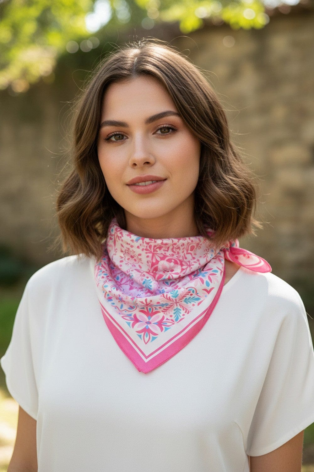 BS0133 Garden Tile Mosaic Print Bandana - MiMi Wholesale