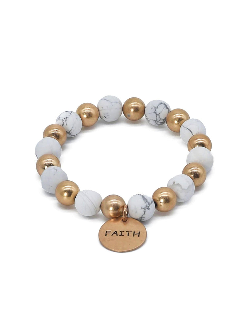 CB2130 Faith Charm Semi Precious Bracelet - MiMi Wholesale