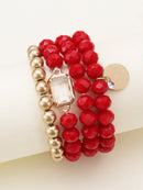 CB2143 Multi Crystal Coin Charm Bracelet Set - MiMi Wholesale