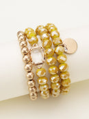 CB2143 Multi Crystal Coin Charm Bracelet Set - MiMi Wholesale