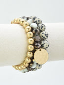CB2145 Mix Beads 3 Layered Stretch Bracelet Set - MiMi Wholesale