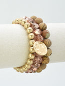 CB2145 Mix Beads 3 Layered Stretch Bracelet Set - MiMi Wholesale