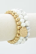 CB2145 Mix Beads 3 Layered Stretch Bracelet Set - MiMi Wholesale