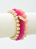 CB2145 Mix Beads 3 Layered Stretch Bracelet Set - MiMi Wholesale