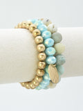 CB2145 Mix Beads 3 Layered Stretch Bracelet Set - MiMi Wholesale