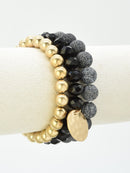 CB2145 Mix Beads 3 Layered Stretch Bracelet Set - MiMi Wholesale