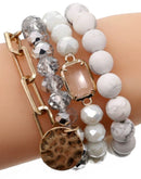 CB2156 Multi Stone Crystal Beaded Bracelet Set - MiMi Wholesale