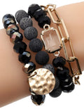 CB2156 Multi Stone Crystal Beaded Bracelet Set - MiMi Wholesale