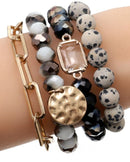 CB2156 Multi Stone Crystal Beaded Bracelet Set - MiMi Wholesale