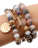 CB2156 Multi Stone Crystal Beaded Bracelet Set - MiMi Wholesale