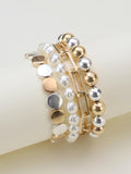 CB2162 Pearl, CCB and Chain Bracelet Set - MiMi Wholesale