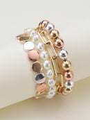 CB2162 Pearl, CCB and Chain Bracelet Set - MiMi Wholesale