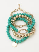 CB2169 Metallic And Faceted Beaded Bracelet Set - MiMi Wholesale