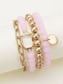 CB2169 Metallic And Faceted Beaded Bracelet Set - MiMi Wholesale