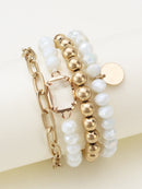 CB2169 Metallic And Faceted Beaded Bracelet Set - MiMi Wholesale
