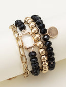 CB2169 Metallic And Faceted Beaded Bracelet Set - MiMi Wholesale
