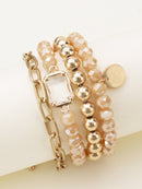 CB2169 Metallic And Faceted Beaded Bracelet Set - MiMi Wholesale