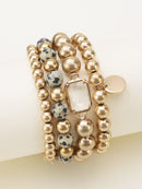 CB2172 4 Piece CCB Semi Precious Bracelet Set - MiMi Wholesale
