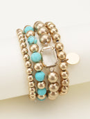CB2172 4 Piece CCB Semi Precious Bracelet Set - MiMi Wholesale