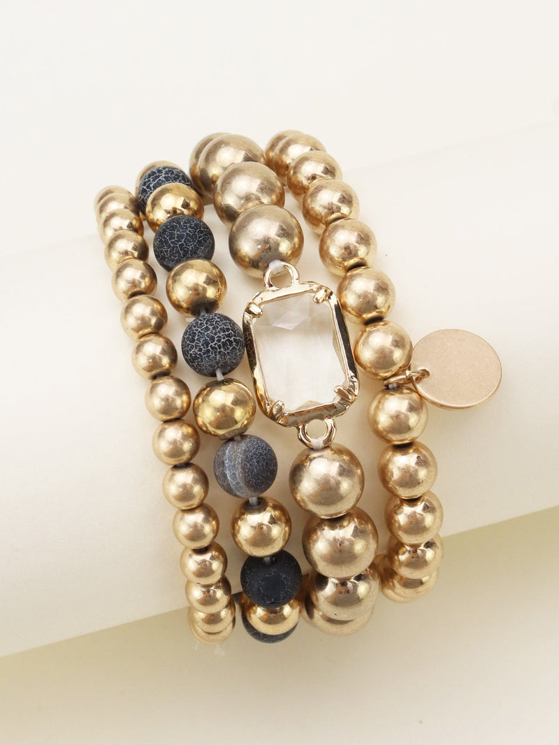CB2172 4 Piece CCB Semi Precious Bracelet Set - MiMi Wholesale