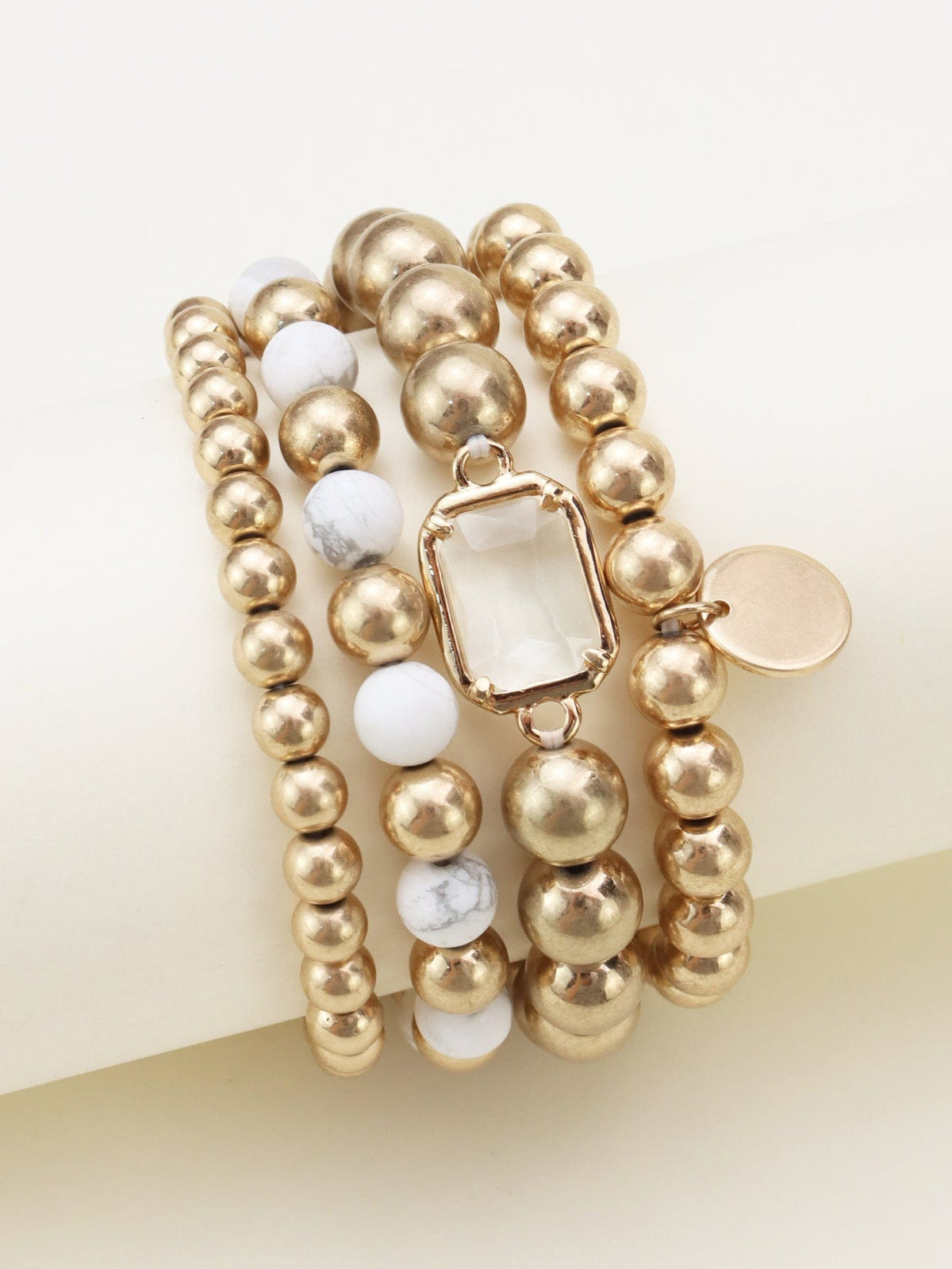 CB2172 4 Piece CCB Semi Precious Bracelet Set - MiMi Wholesale