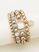 CB2172 4 Piece CCB Semi Precious Bracelet Set - MiMi Wholesale