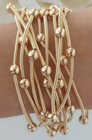 CB2175 Metallic Beads And Coils Bracelet Set - MiMi Wholesale