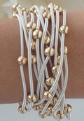 CB2175 Metallic Beads And Coils Bracelet Set - MiMi Wholesale