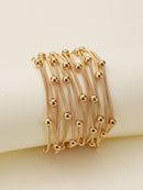 CB2175 Metallic Beads And Coils Bracelet Set - MiMi Wholesale