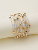 CB2175 Metallic Beads And Coils Bracelet Set - MiMi Wholesale