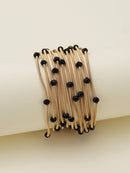 CB2176 Rhinestone Beads and Coil Stretch Bracelet Set - MiMi Wholesale