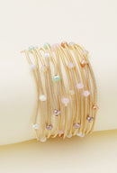 CB2176 Rhinestone Beads and Coil Stretch Bracelet Set