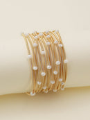 CB2176 Rhinestone Beads and Coil Stretch Bracelet Set - MiMi Wholesale