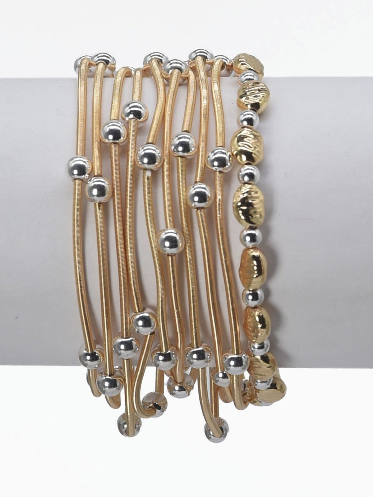 CB2181 Multi Strand Coil Bracelet With CCB Accent - MiMi Wholesale