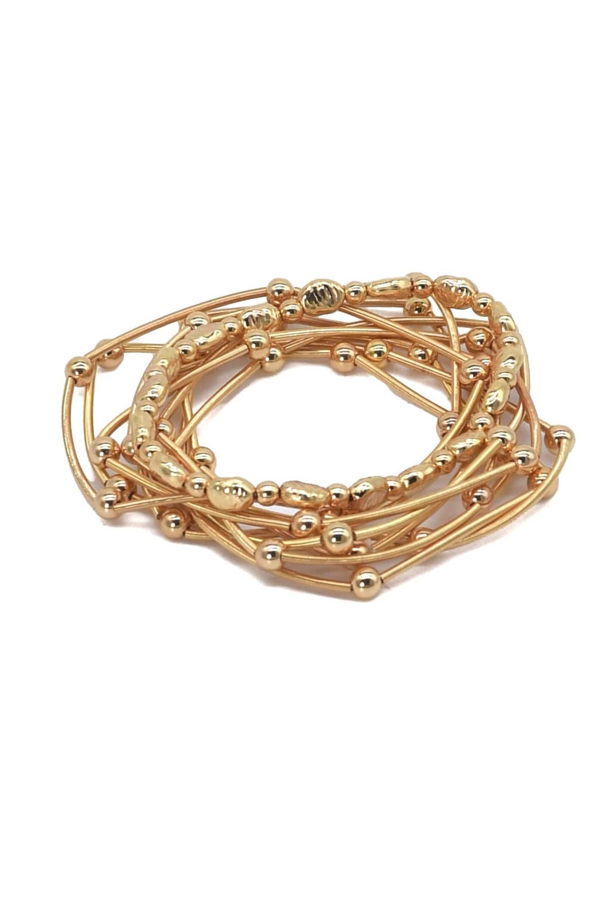 CB2181 Multi Strand Coil Bracelet With CCB Accent - MiMi Wholesale