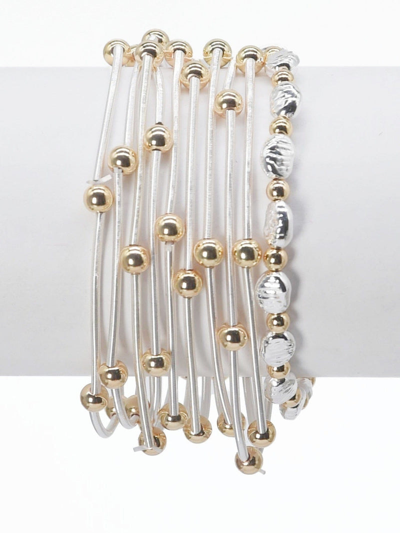 CB2181 Multi Strand Coil Bracelet With CCB Accent - MiMi Wholesale