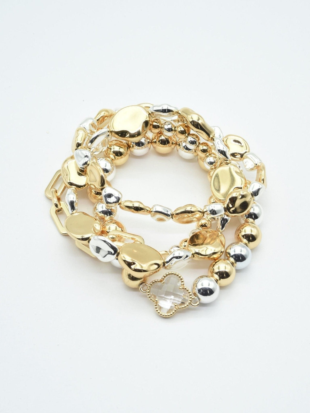 CB2183 Multi Strand Mixed Beaded Bracelet - MiMi Wholesale