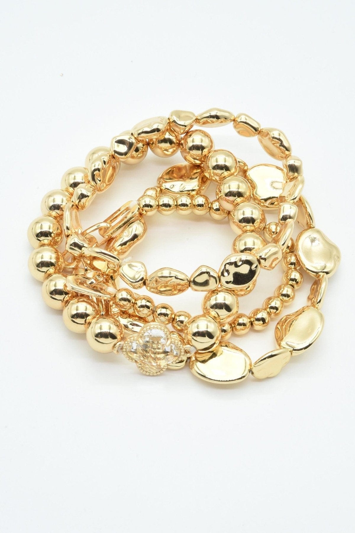 CB2183 Multi Strand Mixed Beaded Bracelet - MiMi Wholesale