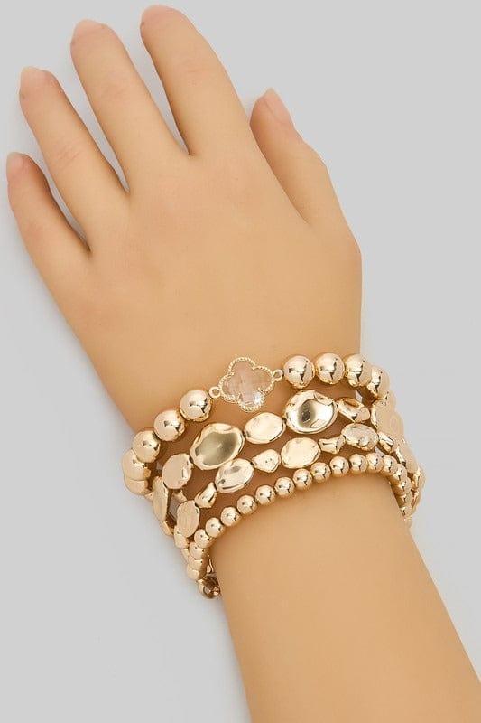 CB2183 Multi Strand Mixed Beaded Bracelet - MiMi Wholesale